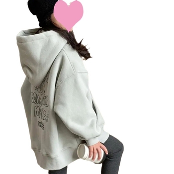 Dievčenská fleecová mikina s kapucňou, hrubá zimná mikina s dlhými rukávmi a vzorom s písmenami