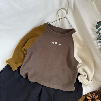 Dječje raglan rukave od pamuka sa suede efektom, korejskog stila, unisex, 1–3 godine, jesen 2025