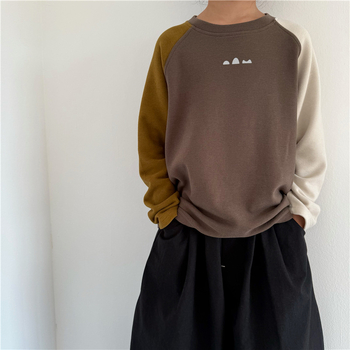 Dječje raglan rukave od pamuka sa suede efektom, korejskog stila, unisex, 1–3 godine, jesen 2025
