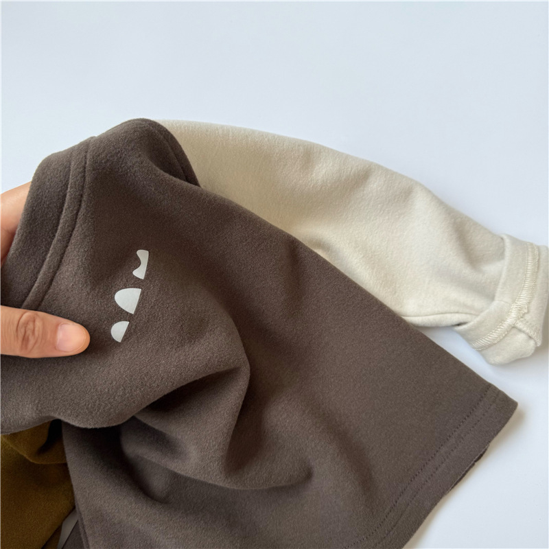 Dječje raglan rukave od pamuka sa suede efektom, korejskog stila, unisex, 1–3 godine, jesen 2025