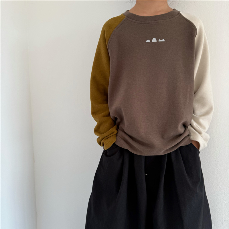 Dječje raglan rukave od pamuka sa suede efektom, korejskog stila, unisex, 1–3 godine, jesen 2025