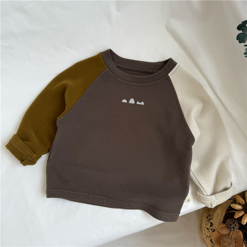 Dječje raglan rukave od pamuka sa suede efektom, korejskog stila, unisex, 1–3 godine, jesen 2025