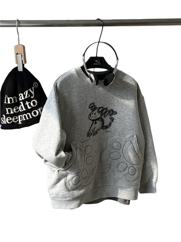 Gyerekeknek szóló pulóver, koreai stílus, cartoon minta, 90% pamut, vastag anyag