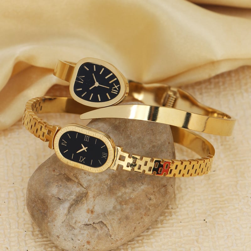 Brățară-ceas vintage cu formă de șarpe și cadran oval; oțel inoxidabil; electroplacare; Primăvara 2025; Greutate 20 g