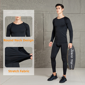 Мъжки термален спортен комплект за бягане и фитнес с флисово подплатяване – бързосъхнещ, влагоотводящ, 96% полиестер и 4% спандекс