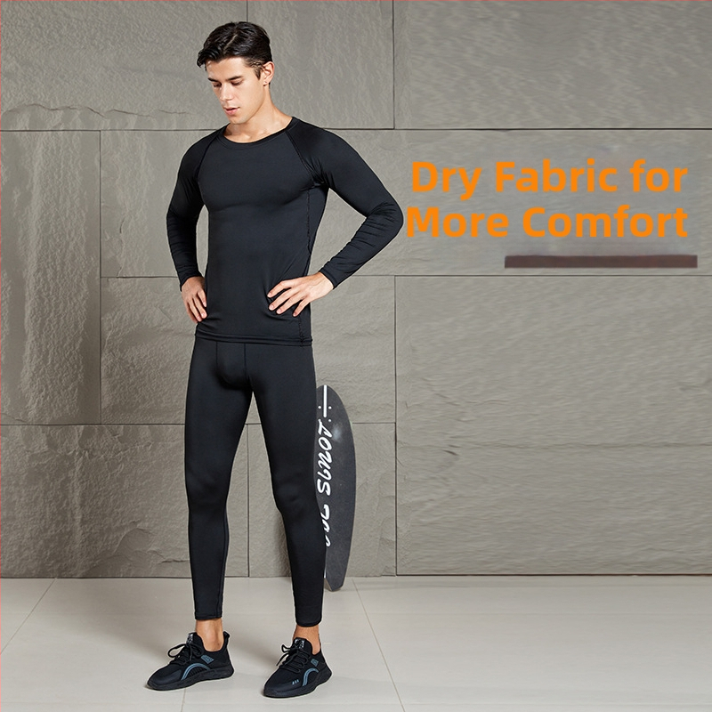 Мъжки термален спортен комплект за бягане и фитнес с флисово подплатяване – бързосъхнещ, влагоотводящ, 96% полиестер и 4% спандекс