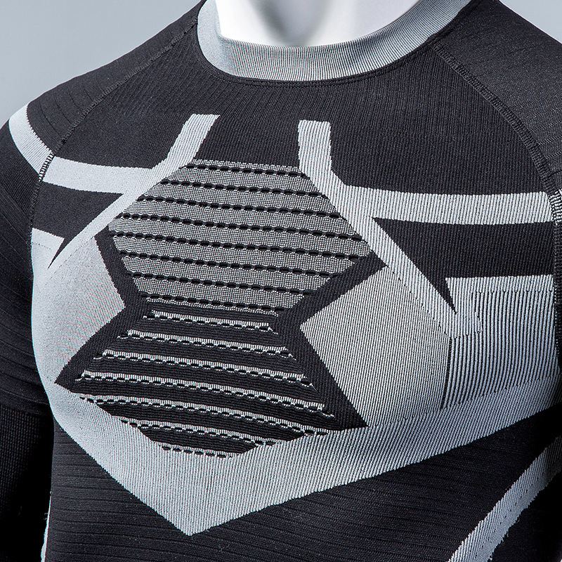 Дълъг ръкав компресионен топ с бързоизсъхване, унисекс; плат от смеси химически влакна с 76% найлон; подходящ за зима, пролет и есен; за бягане, фитнес и ски спортове, туризъм