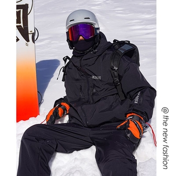 Unisex μπουφάν σκι, ανθεκτικό στον άνεμο, αδιάβροχο 15000 mm, επένδυση φλίς, με κουκούλα