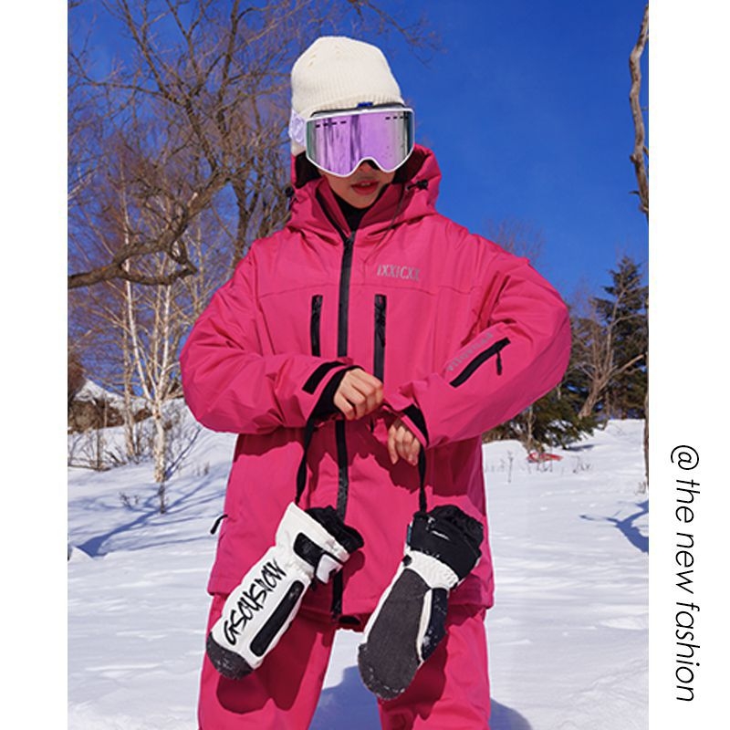 Unisex μπουφάν σκι, ανθεκτικό στον άνεμο, αδιάβροχο 15000 mm, επένδυση φλίς, με κουκούλα