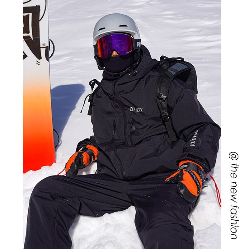 Unisex μπουφάν σκι, ανθεκτικό στον άνεμο, αδιάβροχο 15000 mm, επένδυση φλίς, με κουκούλα