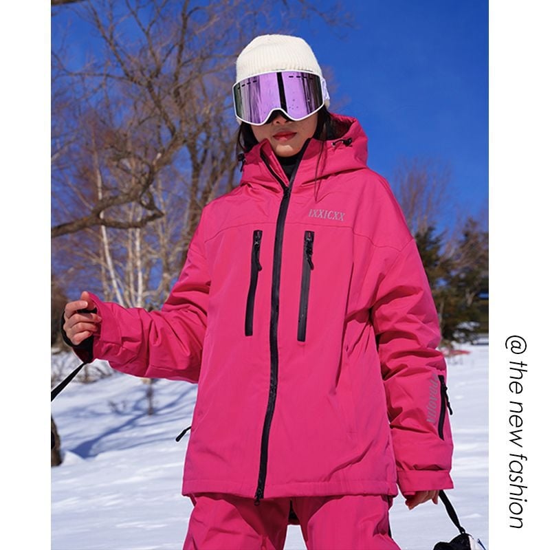 Unisex μπουφάν σκι, ανθεκτικό στον άνεμο, αδιάβροχο 15000 mm, επένδυση φλίς, με κουκούλα