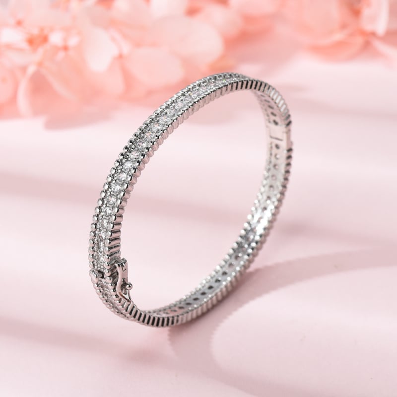 Rézből készült karkötő mikro-inlaid cirkóniumokkal, kör alakú dizájn, elektroplatált felület, 15 g