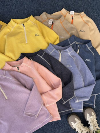 Удължено спортно горнище за открити спортове с полузатворен цип и стояща яка, за деца 7–12 г., унисекс, акрилни влакна, бързосъхнещо, дишащо, влагоотвеждащо