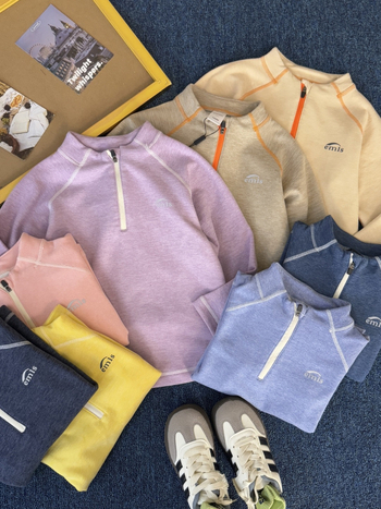 Удължено спортно горнище за открити спортове с полузатворен цип и стояща яка, за деца 7–12 г., унисекс, акрилни влакна, бързосъхнещо, дишащо, влагоотвеждащо