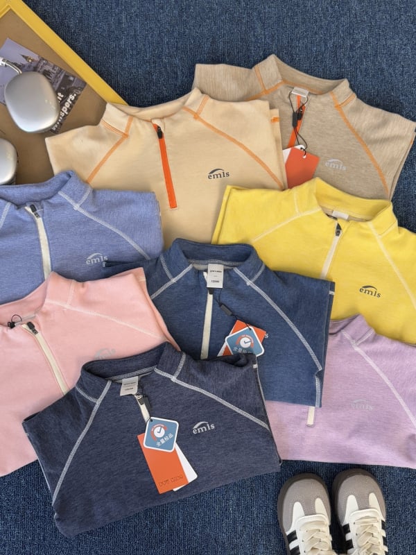 Удължено спортно горнище за открити спортове с полузатворен цип и стояща яка, за деца 7–12 г., унисекс, акрилни влакна, бързосъхнещо, дишащо, влагоотвеждащо