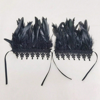 Spārnu spalvu rokassprādze ar mežģīnēm sievietēm — dekoratīvs rokas rotājums ar ģeometrisku dizainu