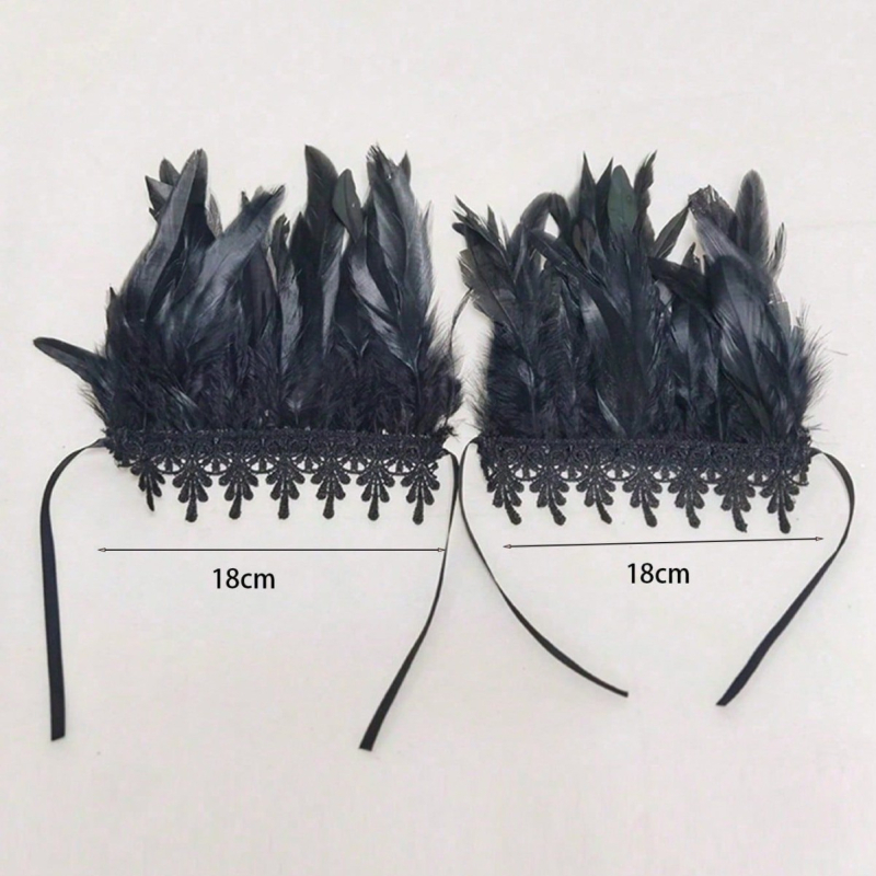 Spārnu spalvu rokassprādze ar mežģīnēm sievietēm — dekoratīvs rokas rotājums ar ģeometrisku dizainu