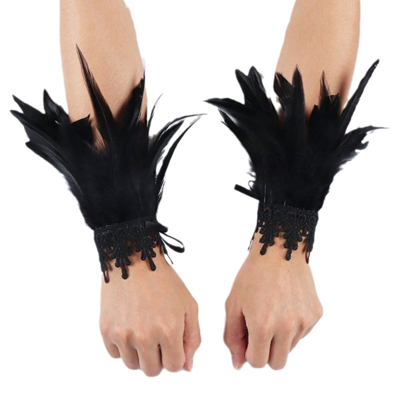 Spārnu spalvu rokassprādze ar mežģīnēm sievietēm — dekoratīvs rokas rotājums ar ģeometrisku dizainu