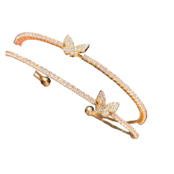 Karkötő – Zirkón pillangó, kétszintes nyitott dizájn (Réz, Zirkón, 6.4 g, Könnyed luxus)