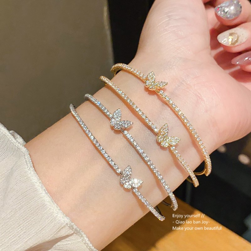 Karkötő – Zirkón pillangó, kétszintes nyitott dizájn (Réz, Zirkón, 6.4 g, Könnyed luxus)