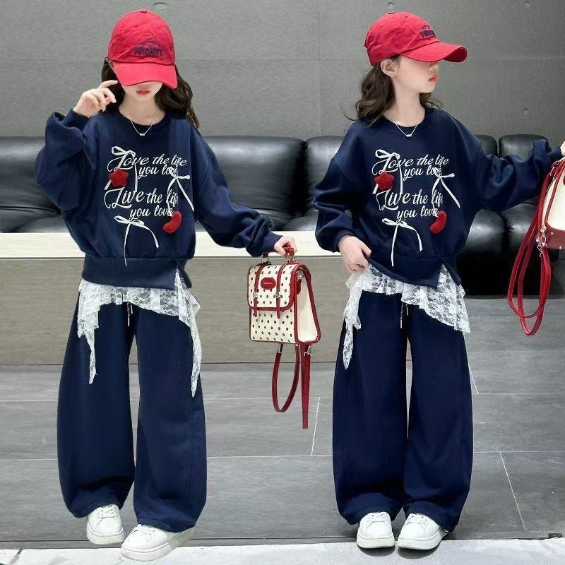 Dva dijela za djevojčice: hoodie s dugim rukavima i hlače, kordurojni materijal s mješavinom zajčje dlake 50–70%, ležerni sportski stil, proljeće 2025
