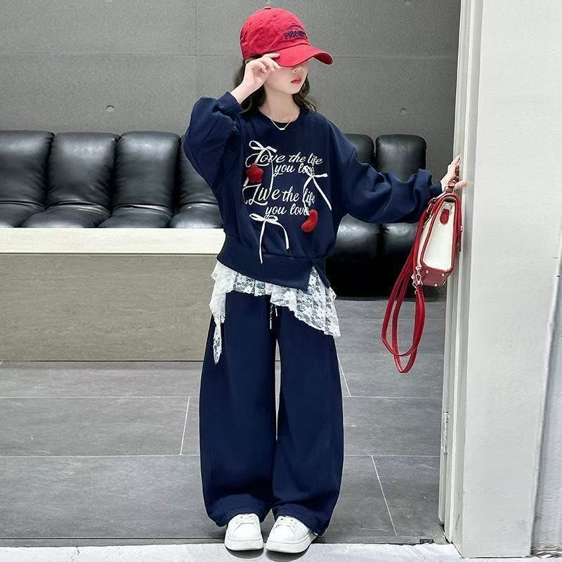 Dva dijela za djevojčice: hoodie s dugim rukavima i hlače, kordurojni materijal s mješavinom zajčje dlake 50–70%, ležerni sportski stil, proljeće 2025