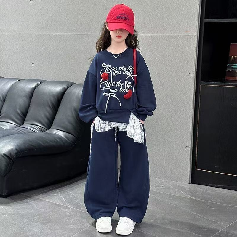 Dva dijela za djevojčice: hoodie s dugim rukavima i hlače, kordurojni materijal s mješavinom zajčje dlake 50–70%, ležerni sportski stil, proljeće 2025