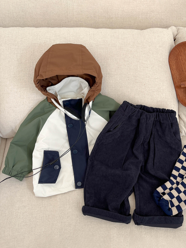 Fiúknak kapucnis könnyű kabát koreai stílusban, cipzárral, tavasz 2025, 1–3 éveseknek