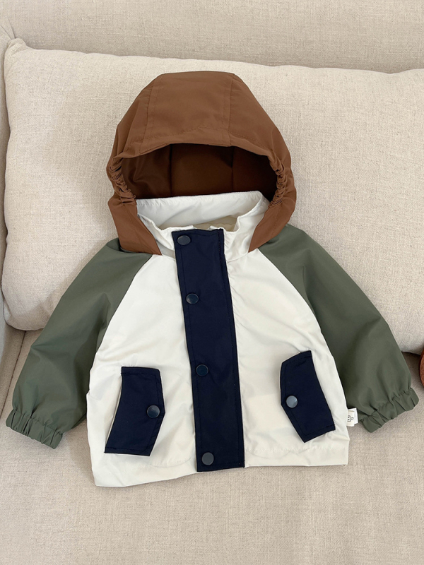 Fiúknak kapucnis könnyű kabát koreai stílusban, cipzárral, tavasz 2025, 1–3 éveseknek