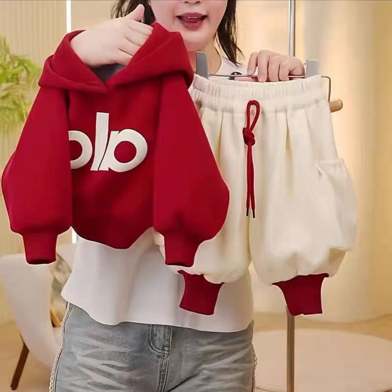 Fiúknak való fleece pulóver és farmer szett, két darabos, 3–8 éveseknek, hosszú ujjú, vastag fleece, őszi-téli szezon