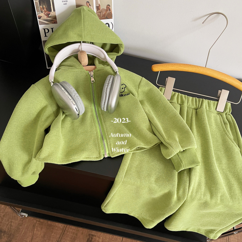 Dječji dvodjelni komplet: hoodie s kapuljom i hlače, korejski stil, otisak (dva dijela, kapuljača, dugi rukavi, 65% pamuk, 3–8 godina, jesen 2023)