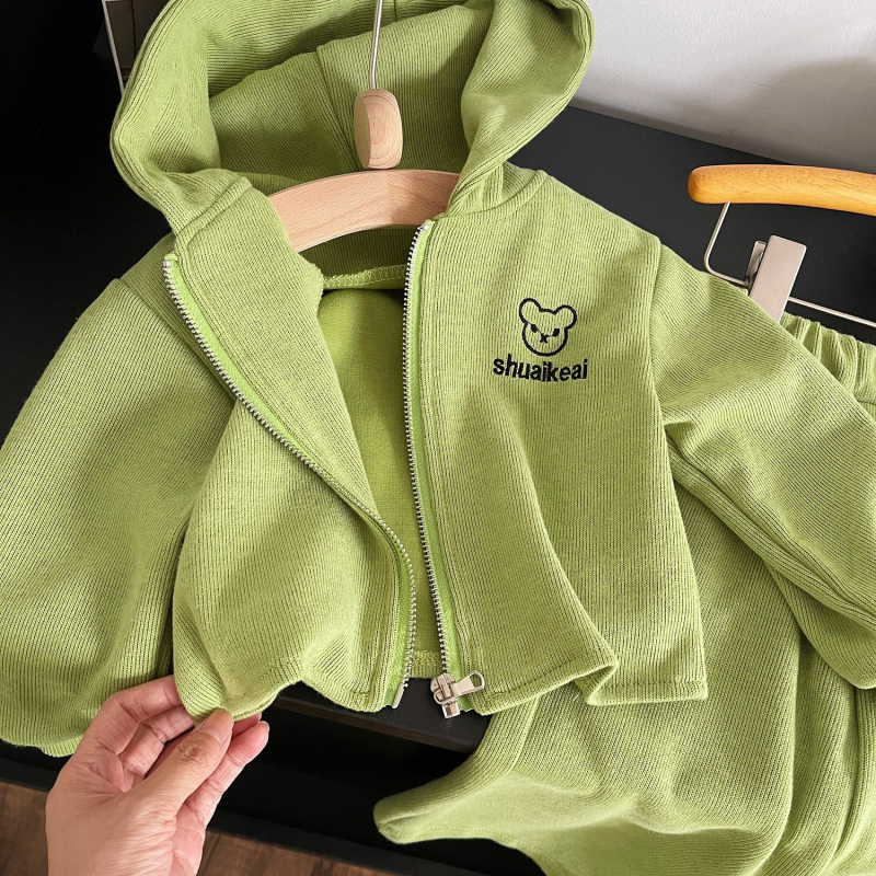 Dječji dvodjelni komplet: hoodie s kapuljom i hlače, korejski stil, otisak (dva dijela, kapuljača, dugi rukavi, 65% pamuk, 3–8 godina, jesen 2023)