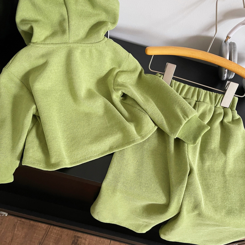 Dječji dvodjelni komplet: hoodie s kapuljom i hlače, korejski stil, otisak (dva dijela, kapuljača, dugi rukavi, 65% pamuk, 3–8 godina, jesen 2023)