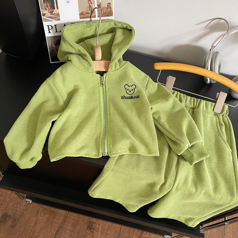 Dječji dvodjelni komplet: hoodie s kapuljom i hlače, korejski stil, otisak (dva dijela, kapuljača, dugi rukavi, 65% pamuk, 3–8 godina, jesen 2023)
