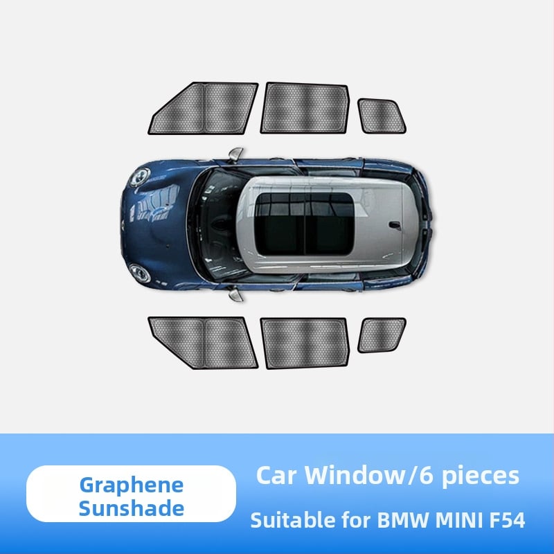 Automobilio saulės skydelis MINI Cooper iš carAwait – titano medžiaga, plokščias montavimas, logotipo spauda įmanoma