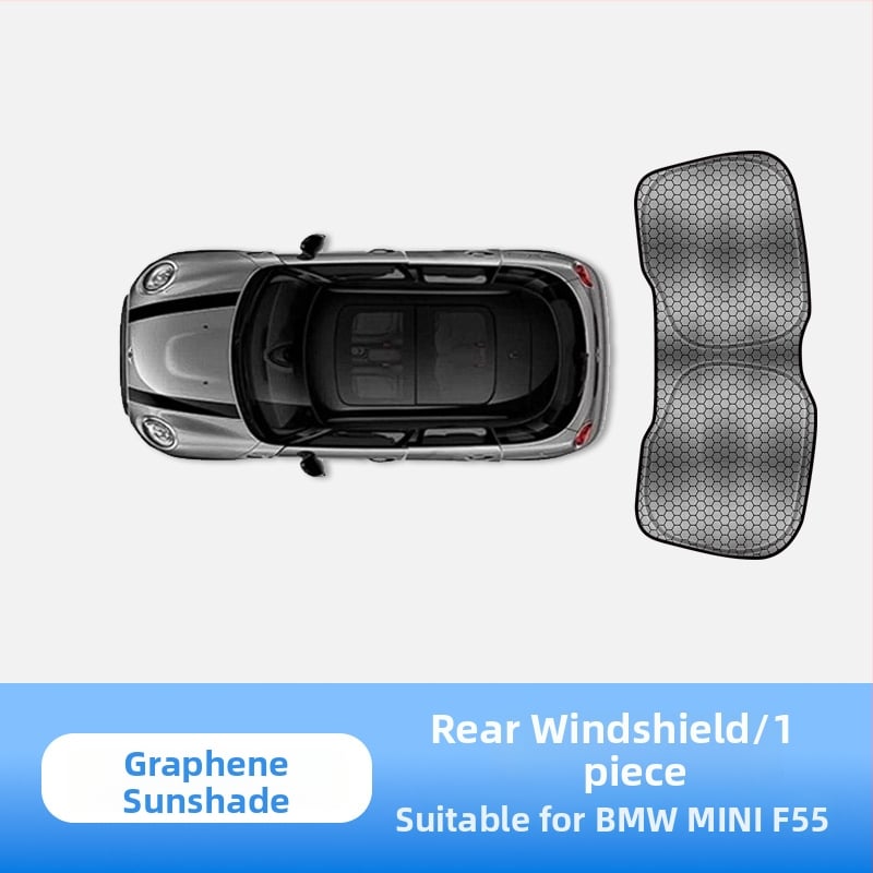 Automobilio saulės skydelis MINI Cooper iš carAwait – titano medžiaga, plokščias montavimas, logotipo spauda įmanoma