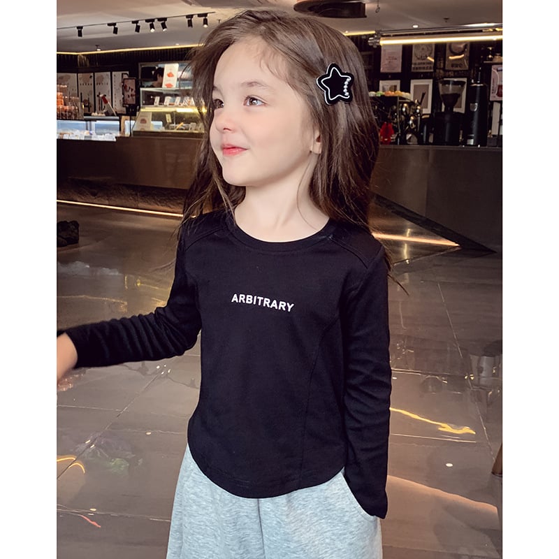 Tricou pentru fete cu mânecă lungă, stil coreean, primăvară-toamnă, amestec din bumbac-viscoză (65% viscoză), guler rotund