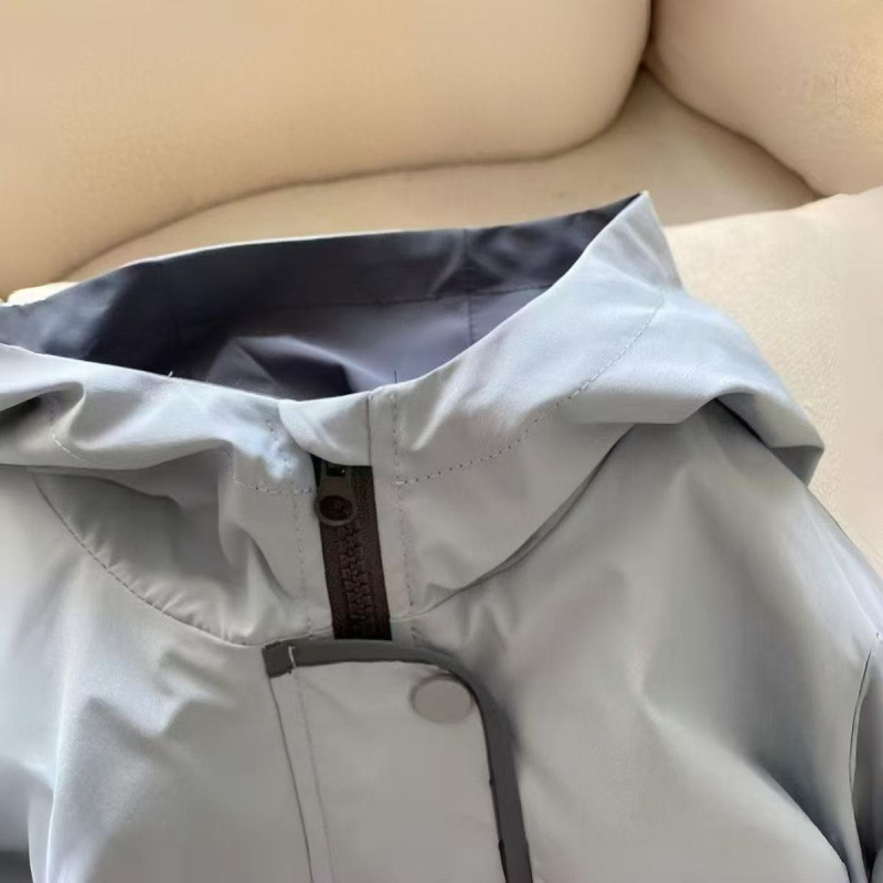 Dječja jakna s kapuljom za jesen – korejski stil, zatvarač, poliester.