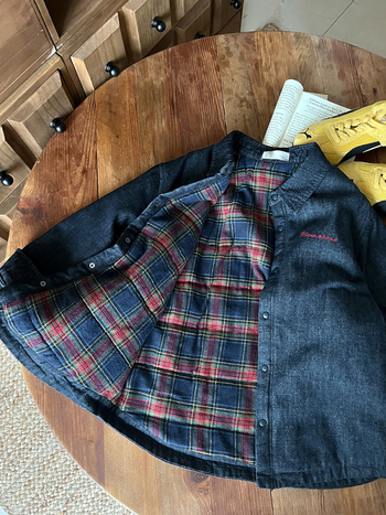 Dječja denim jakna s debelim punjenjem i izvezenim motivima, korejski stil, rever ovratnik, jednostavno zatvaranje, unisex