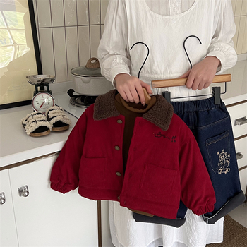 Dječja zimska jakna, unisex, korejskog stila s karikaturnim izvešavanjem, glavna tkanina pamuk 80% s podstavom pamuka, dugi rukavi, bez kapulje, zatvaranje na jedan gumb, uzrast 3–8 godina