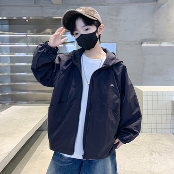 Detská jesenná bunda so zipsom, stojací golier, kapucňa, kórejský štýl (pre deti nad 8 rokov)