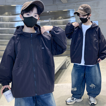 Detská jesenná bunda so zipsom, stojací golier, kapucňa, kórejský štýl (pre deti nad 8 rokov)