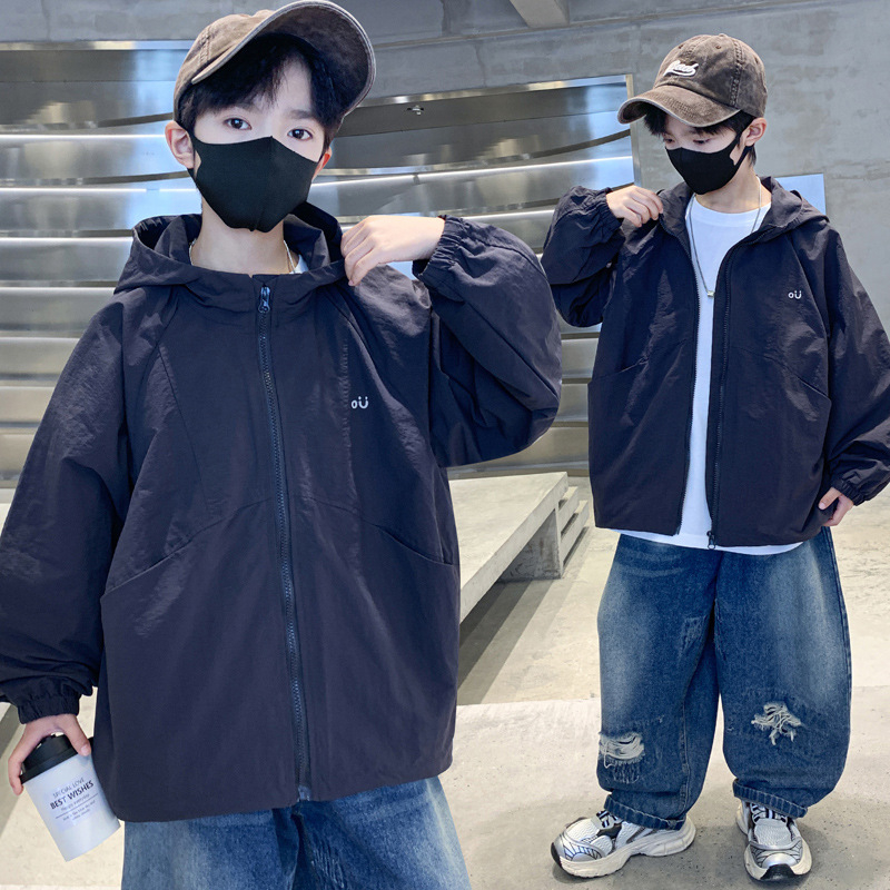 Detská jesenná bunda so zipsom, stojací golier, kapucňa, kórejský štýl (pre deti nad 8 rokov)