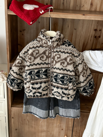 Dievčenská bunda s fleecovou podšívkou, hrubá, v kórejskom štýle, stojatý golier, zips (Zima 2025 • stojatý golier • zips • fleecová podšívka • hrubá)