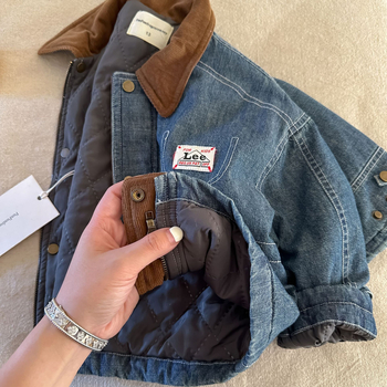 Detská džínová zimná bunda, vypchatá, korejský štýl, golier typu lapel, dlhé rukávy, jednoriadové zapínanie, 70% bavlna