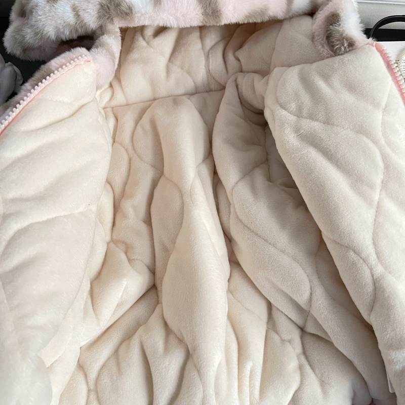 Detská leopardí vzor velúrová bunda s kapucňou, kórejský štýl, zateplená