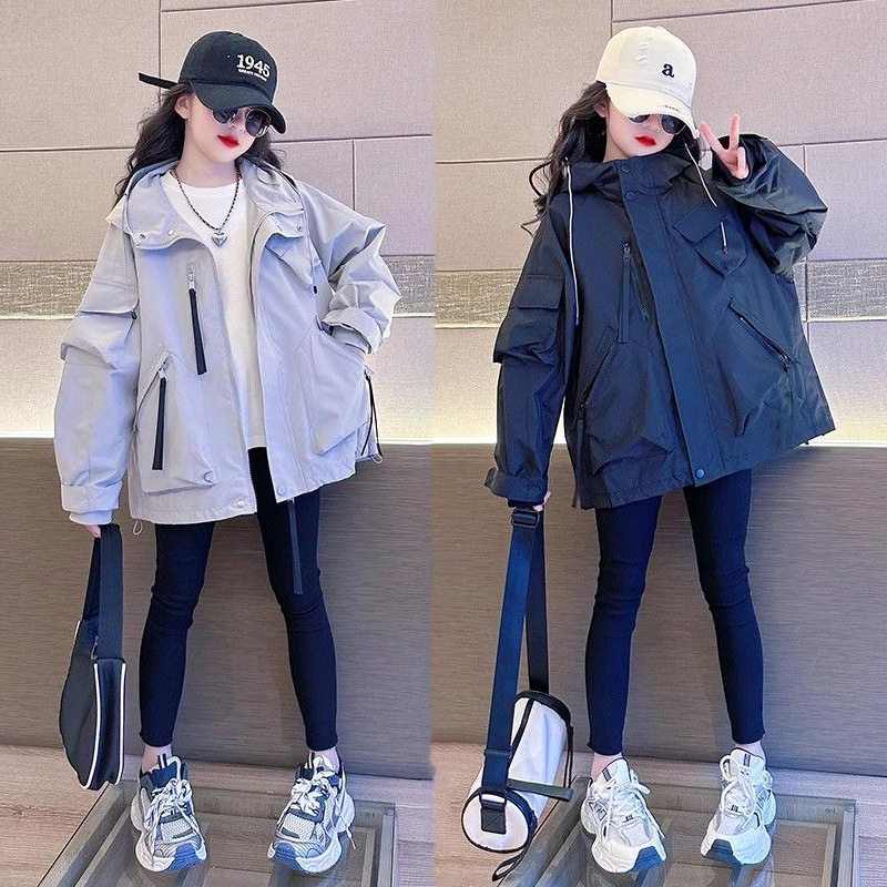 Detská kapucňová bunda na jeseň – korejský štýl, zips, polyesterový vonkajší materiál