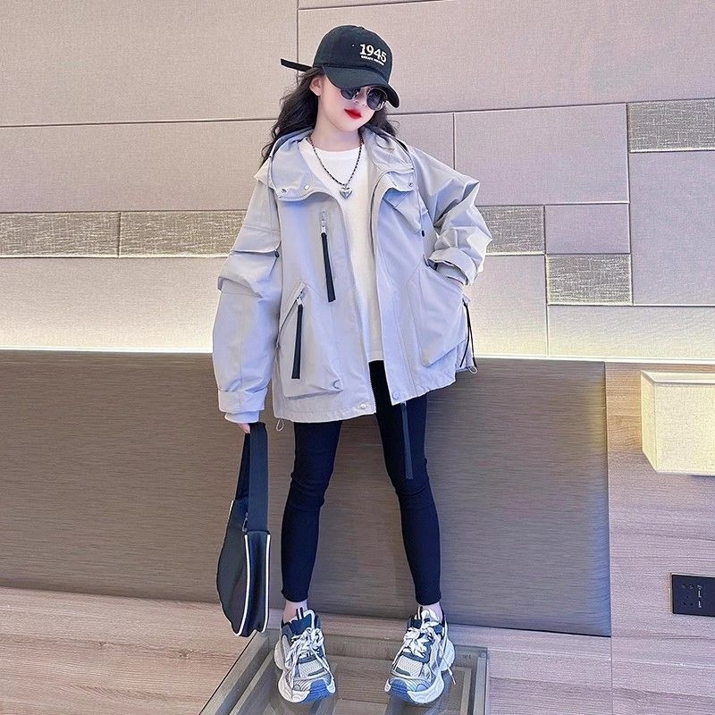 Detská kapucňová bunda na jeseň – korejský štýl, zips, polyesterový vonkajší materiál