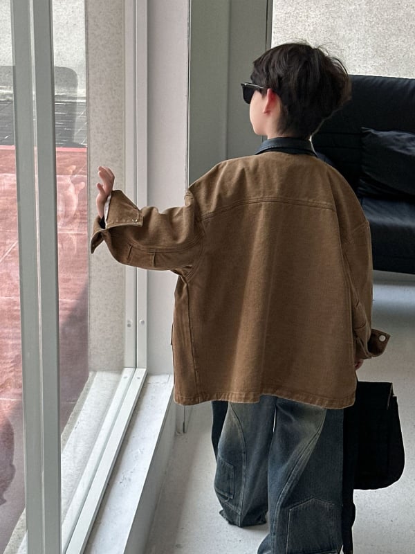 Jachetă pentru copii de toamnă, cu rever, țesătură din bumbac-amestec, căptușeală din bumbac, închidere cu fermoar, pentru vârsta 3-8 ani (Toamnă 2025)