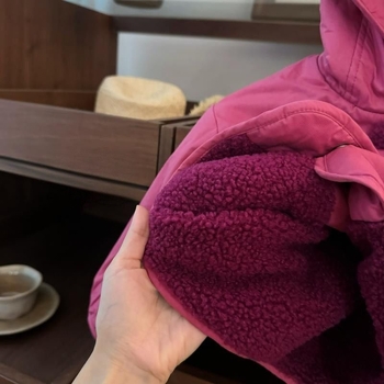 Meitenēm paredzēta divpusēja velūra jaka ar lāču ausīm, kapuci, bieza, 80–90% kokvilna, zīdaiņiem 0–12 mēnešiem